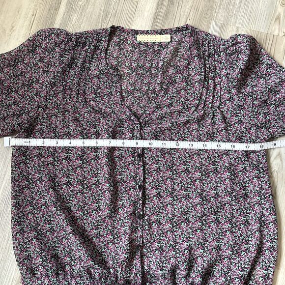 Urban Outfitters Pins And Needles Button Up Floral Sheer Top Size Small - Picture 5 of 8